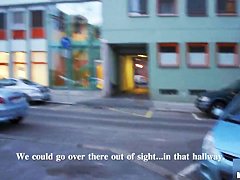 A girl on the street is offered cash for tits