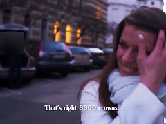 A girl on the street is offered cash for tits