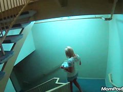 MILF in public pool before porn shoot