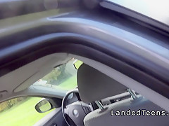 Huge tits teen gets facial outdoor