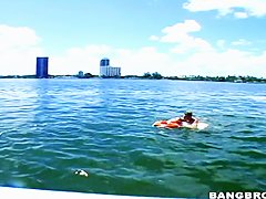 Britney Stevens and Lexi Love get a hard cock at the sea