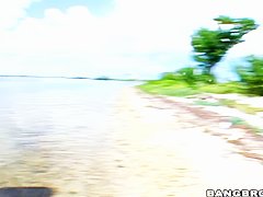 Britney Stevens and Lexi Love get a hard cock at the sea