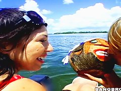 Britney Stevens and Lexi Love get a hard cock at the sea