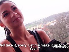 Small tittied amateur from public banged pov