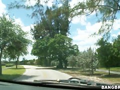 Young long haired Taylor Slit gets in to bang bus