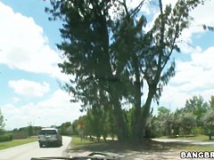 Young long haired Taylor Slit gets in to bang bus