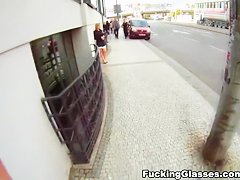 Blonde cutie tricked into outdoor sex