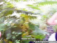 Blonde cutie tricked into outdoor sex