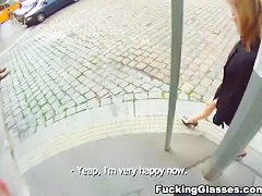 Blonde cutie tricked into outdoor sex