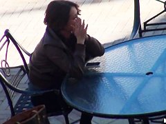 A beautiful girl is stood up by a real loser