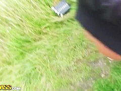 Nessa Devil goes outdoors for some cock-stroking and fuck