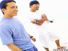 Three funny and busty curves spend time nice at the beach