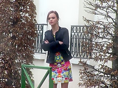 French redhead teen banged in public