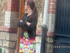 French redhead teen banged in public