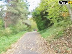 Blonde milf Claudia gets naughty in the woods