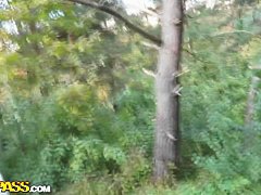 Blonde milf Claudia gets naughty in the woods