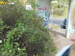 Blonde milf Claudia gets naughty in the woods