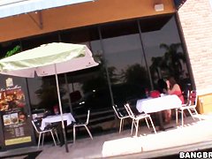 Hot latina Selena Castro gets filmed in restaurant