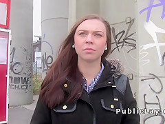 After flashing tits babe fucking outdoor