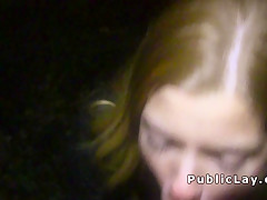 Blonde takes money for fifteen mins sex in public