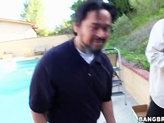 Allie Haze and her gals invite pool repair foremen