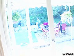 Allie Haze and her gals invite pool repair foremen