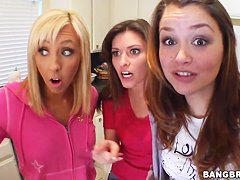 Allie Haze and her gals invite pool repair foremen