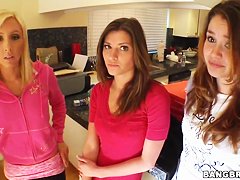 Allie Haze and her gals invite pool repair foremen