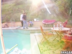 Allie Haze and her gals invite pool repair foremen