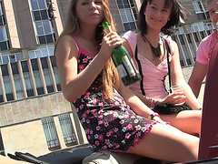 Albina & Ava & Taylor & Zoe in cute college girls making an outdoor party