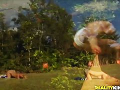 Strange contest between beautiful amateur girls