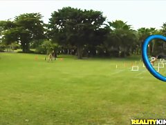 Strange contest between beautiful amateur girls