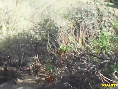 Long haired blonde with natural plump boobs sucks big dick for the money