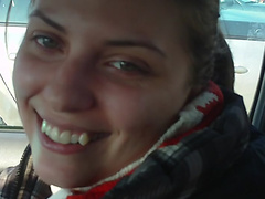 Lory in slut with great amateur tits gives nice head