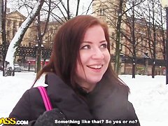 Hot redhead babe Payton getting public asshole penetration outdoors