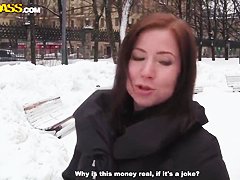 Hot redhead babe Payton getting public asshole penetration outdoors