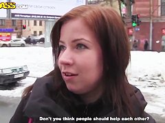 Hot redhead babe Payton getting public asshole penetration outdoors