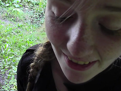 Evelina Juliet in horny amateur gone wild fucking in a forest