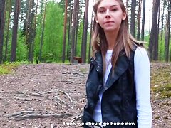Naughty Megan sucks her boyfriend's dick in the park