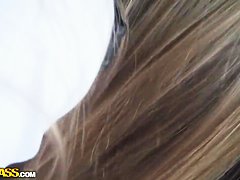 Naughty Megan sucks her boyfriend's dick in the park