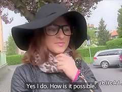 Busty student bangs huge dick outdoor