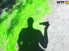 18 year old girl is giving a head outdoor