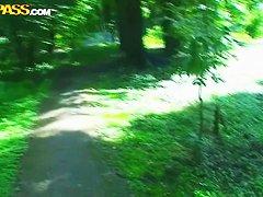 18 year old girl is giving a head outdoor