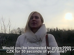 Czech student pays blonde for public sex