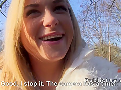 Czech student pays blonde for public sex