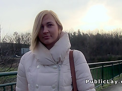 Czech student pays blonde for public sex