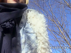 Czech student pays blonde for public sex
