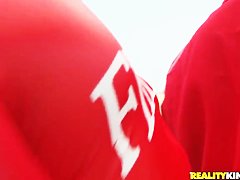 Champions fuck hard teen mouthes after complicated racing