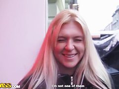 Attractive blonde Amy gets filmed in close up