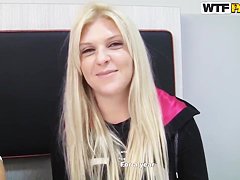 Attractive blonde Amy gets filmed in close up